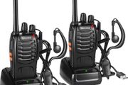 2PCS Walkie Talkies Rechargeable Walkie Talkie Long Range Two-Way Radio Walky Talky Set with Earpieces and LED Light Voice Prompt for Field Survival Biking and Hiking
