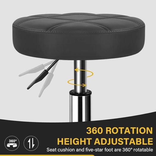 NEW SALE PU Leather Round Rolling Stool Swivel Height Adjustment Home Office Stool Drafting Lab Kitchen Massage Stools with wheels Office Chair