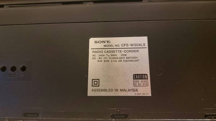 From 1991, Sony CFS-W304L Radio cassette recorder. Working without any problem.