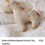 Embroidered unicorn toy cushion Image 4
