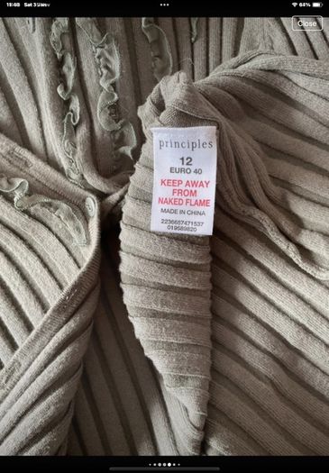 cardigan khaki principle ribbed cardigan with frill detail sizev12
