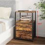 Bedside Table with Charging Station, Side Table with 2 USB Ports and Outlets, Nightstand with Cloth Drawer Image 6