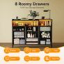 Black Chest of Drawers Bedroom, Dresser Cabinet with 2 Sockets, 2 USB Ports and 10 Colored LED Strips Image 2