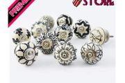 20 Black &amp; White Ceramic knobs Cabinet Handles Kitchen pulls Drawer Puller (FREE SHIPPING)