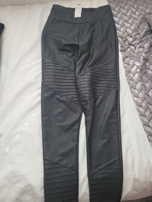 River Island Black Leather Biker Leggings