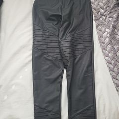 River Island Black Leather Biker Leggings