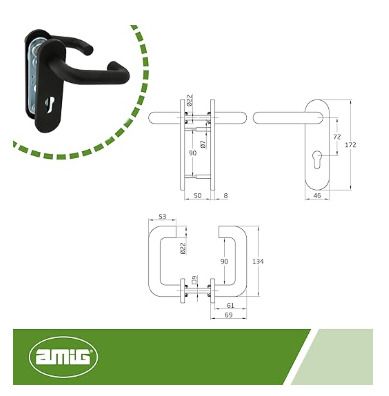 Amig - Handle Set with Plate for Fire Doors