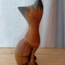 Hand Carved Wooden Cat Sculpture Image 3