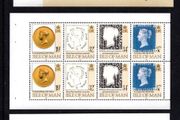 1990 Isle of Man 150th Anniversary of the Penny Black @ StampWold London 90 Commemorative Stamp Booklet Pane (3) Mint Never Hinged (MNH)