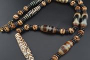 Antique Burmese Pumtek Pyu &amp; Himalayan Tibetan Agate with Skull Shape Beads Necklace