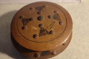 Vintage Leaf Pattern Solid Wood Handmade Carved Fruit /Trinket Bowl