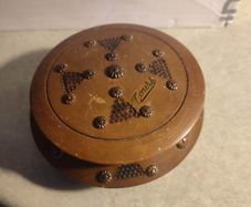 Vintage Leaf Pattern Solid Wood Handmade Carved Fruit /Trinket Bowl
