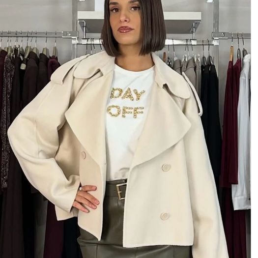 Emme Marella Navy Cropped Trench Coat