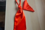 Orange tie and and pocket square set
