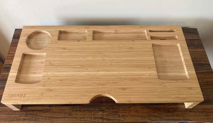 Honda Bamboo-Style Monitor Stand & Desk Organizer | Sleek Workspace Upgrade