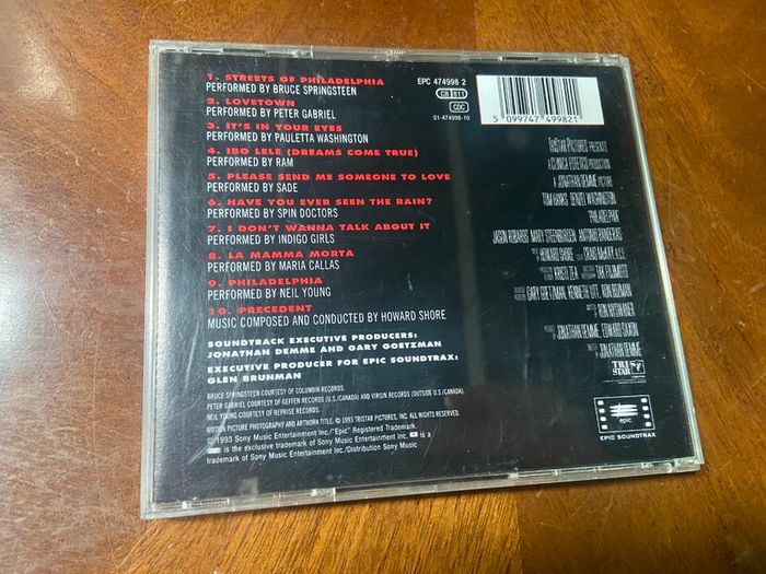 Philadelphia Original Soundtrack CD