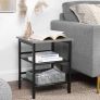 Side Table Set, Nightstand, Industrial Set of 2 Bedside Tables, with Adjustable Mesh Shelves, Living Room, Bedroom, Hallway, Office, Stable, Rustic Brown and Black (FREE POSTAGE) Image 3
