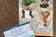 Very Rare 1997 Ireland v France - Five Nations Championship Programme + Match Ticket