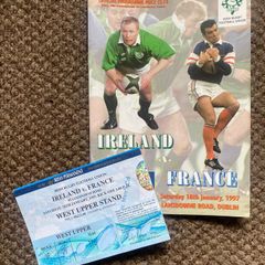 Very Rare 1997 Ireland v France - Five Nations Championship Programme + Match Ticket