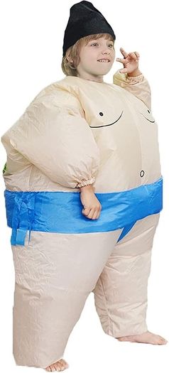 Inflatable Sumo Wrestler Costume Suit for Kid Blow up Party Fat Suit Funny Halloween Costume Kids Cosplay Fancy Dress Outfit under 110cm (FREE SHIPPING)