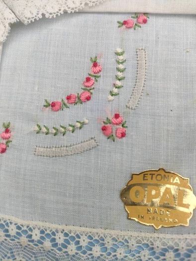 A Pair of Boxed Mid Century Estonia Opal Laced Hankerchiefs