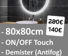 LED Bathroom Mirrors Selection Clock Speakers Bluetooth Demister Antifog Wi-Fi Weather Station Makeup