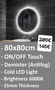 LED Bathroom Mirror Defogger Demister 80cm Round