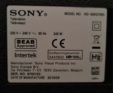 Sony 65" Smart tv 4K 2019
