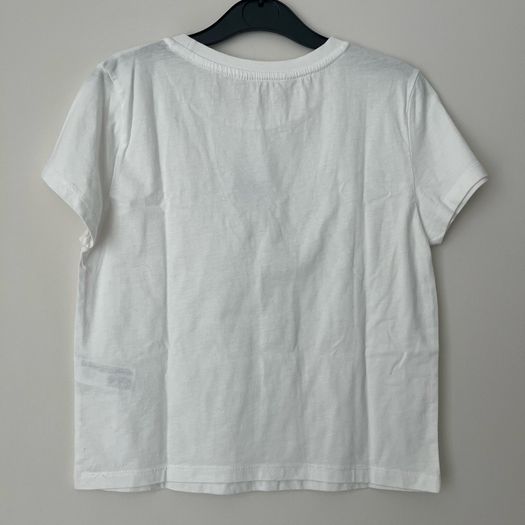White Cropped Teddy Bear Graphic T-Shirt - Size S