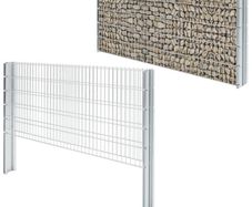 2D Gabion Fence Galvanised Steel 2.008x1.03 m 4 m (Total Length) Silver