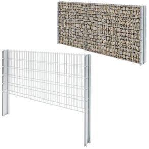 2D Gabion Fence Galvanised Steel 2.008x1.03 m 4 m (Total Length) Silver