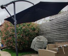 Large Cantilever Parasol Umbrella With Crank Black 3Metres 300cm Diameter