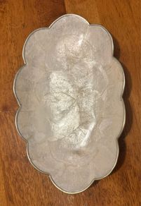 Vintage Capiz Oval Scalloped deep serving plate