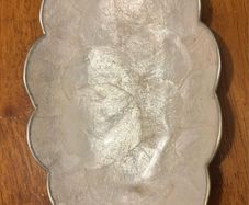Vintage Capiz Oval Scalloped deep serving plate