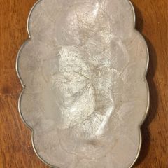 Vintage Capiz Oval Scalloped deep serving plate