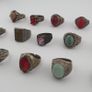 Lot of 15 Antique Tribal Style Brass Rings Mixed Stone & Colourful Glass Image 7