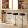 Set of 2 Swivel Bar Stools PU Leather Height Adjustable with Footrest Brown Image 2