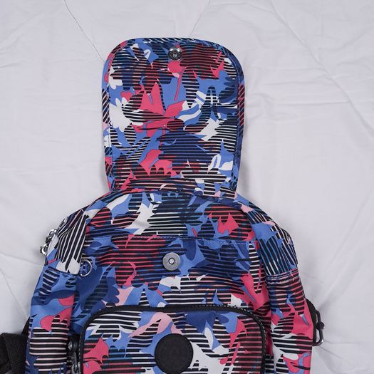 Kipling Blue Pink Floral Print Compact City Backpack Matching Wallet Set