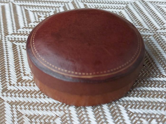 Vintage Italian Leather Jewellery Trinket Box With Lid