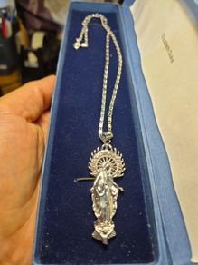 Silver Tone Virgin Mother Mary Necklace