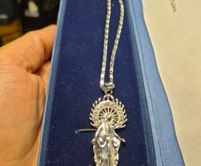 Silver Tone Virgin Mother Mary Necklace