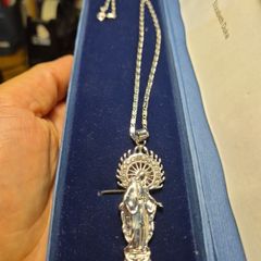 Silver Tone Virgin Mother Mary Necklace