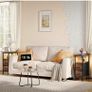 Slim Bedside Table with Charging Station, Narrow Side Table with LED Lights and 2 Fabric Drawers, Nightstand for Small Space, Bedroom, Living Room, Rustic Brown and Black Image 9
