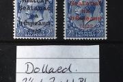 Ireland 1922 Dollard 2.5d Bright Blue with Red and Black Overprints Sg4, 4a MH