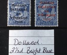Ireland 1922 Dollard 2.5d Bright Blue with Red and Black Overprints Sg4, 4a MH