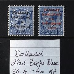 Ireland 1922 Dollard 2.5d Bright Blue with Red and Black Overprints Sg4, 4a MH