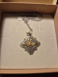Vintage Old Sterling silver Holy Spirit Religious Medal.