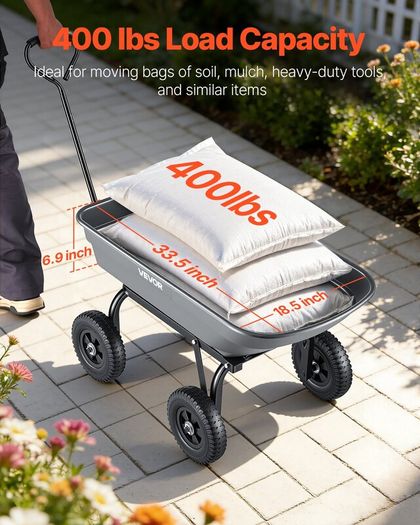 Garden Dump Cart 181kg - No-Flat Wheels
