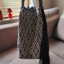 Fringe Tote Bag Purse Black and White, Large Image 2
