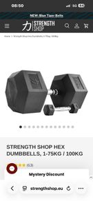60 Kg Rubber Hex Dumbbell, Strongman, Powerlifter!